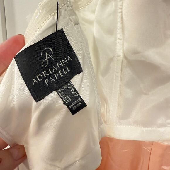 Adrianna Papell 6 Strapless Floral Applique Gown $489 Corset Dress Pink White - Picture 13 of 16